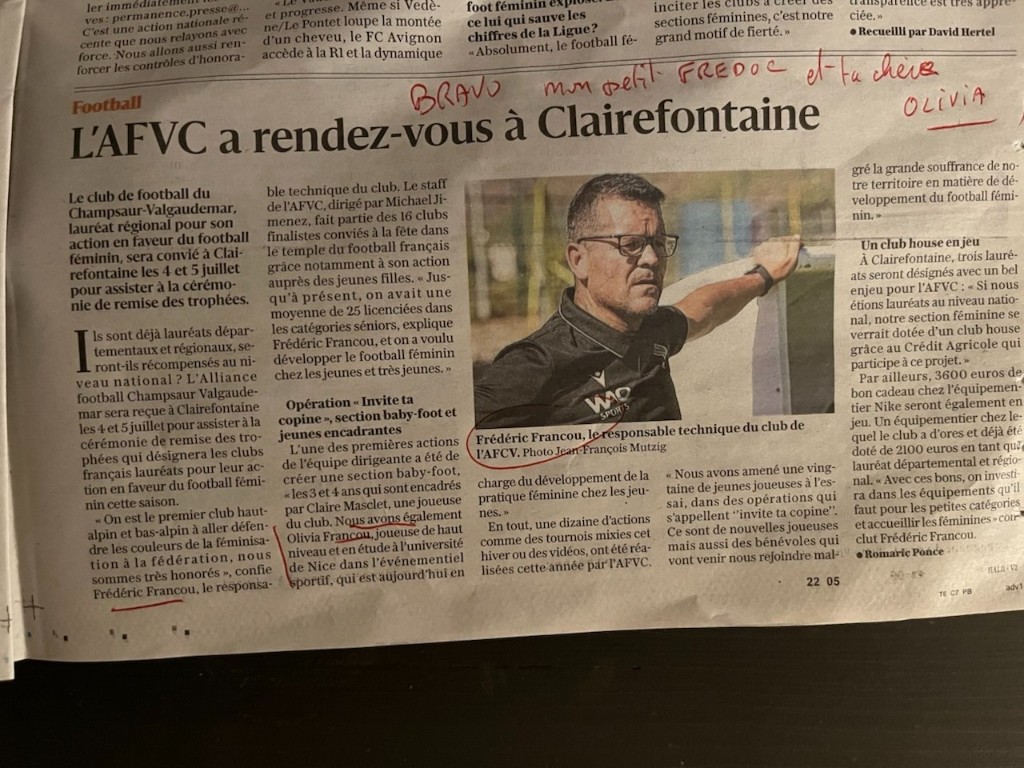 Article de presse : l'AFCV a rendez-vous à Clairefontaine